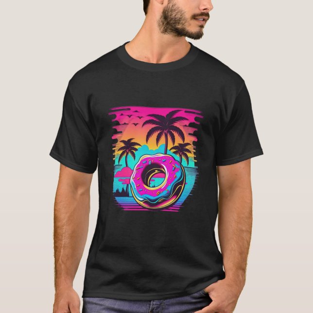 Doughnuts Synthwave 80s Retrowave Aesthetic 1 T-Shirt (Front)