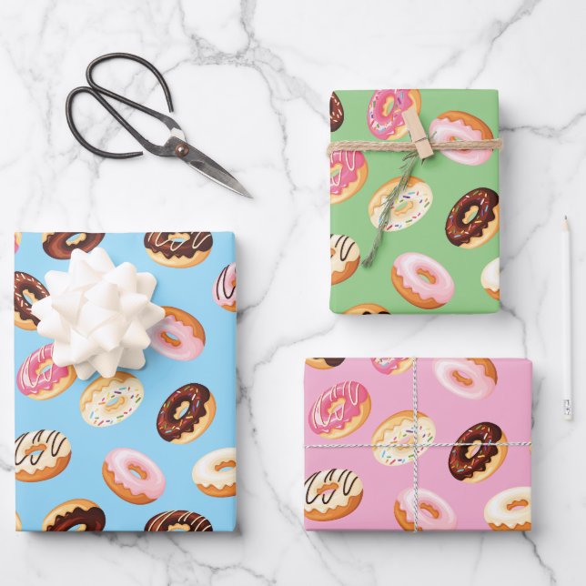 Doughnuts Tiled Design  Wrapping Paper Sheet (Front)