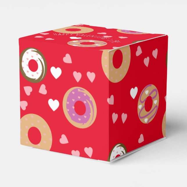Doughnuts Valentine's Day  Hearts Red Pink Favour Box (Back Side)