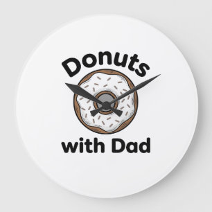 Doughnuts With Dad Vintage Doughnut Shirt Design_1 Large Clock