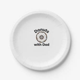 Doughnuts With Dad Vintage Doughnut Shirt Design_1 Paper Plate