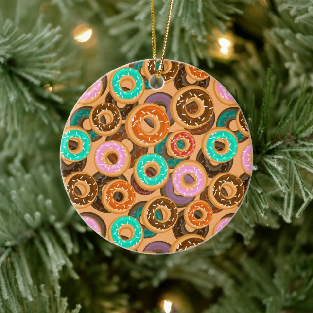 Doughnuts With Sprinkles Pattern  Ceramic Tree Decoration (Tree)