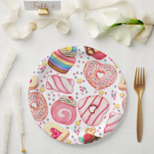 Doughnuts With Sprinkles Pattern Paper Plate