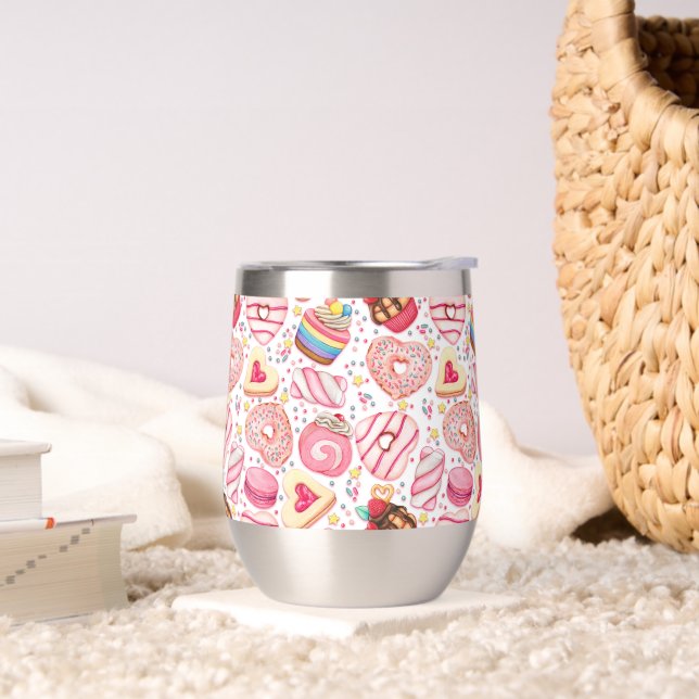 Doughnuts With Sprinkles Pattern Thermal Wine Tumb (Living Room)