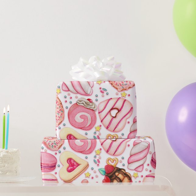 Doughnuts With Sprinkles Pattern  Wrapping Paper (Party Gifts)