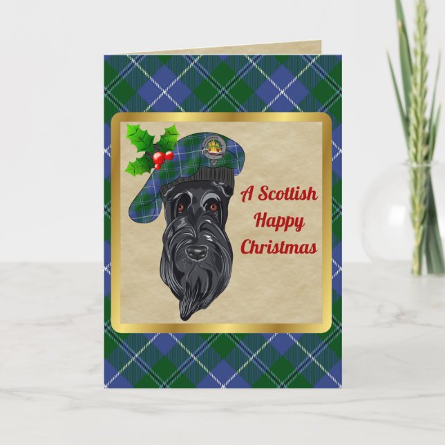 Douglas Badge & Tartan Personalised Xmas Card (Front)