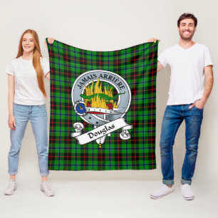 Douglas Black Clan Badge Tartan Plaid Fleece Blanket