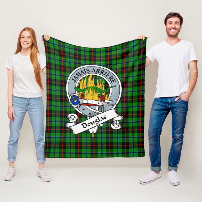 Douglas Black Clan Badge Tartan Plaid Fleece Blanket (In Situ)