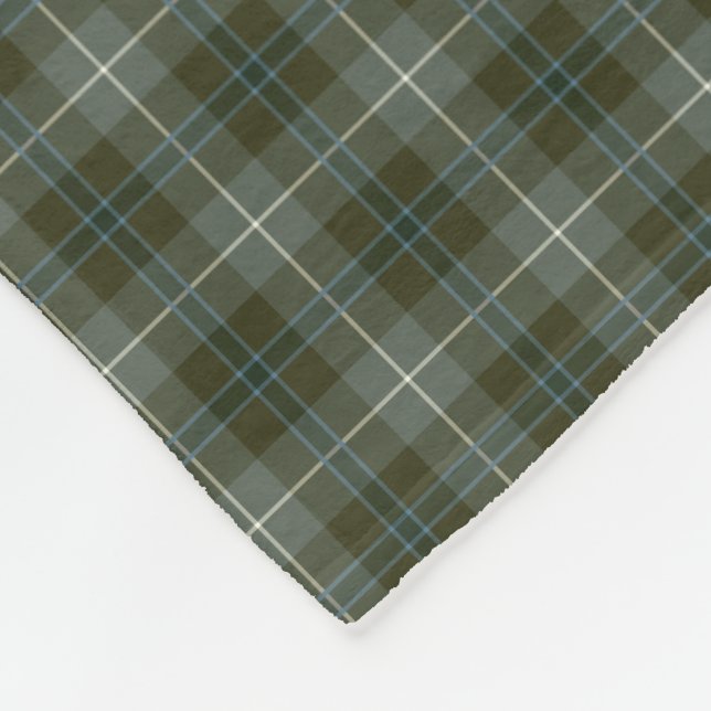 Douglas Clan Loden Green Reproduction Tartan Fleece Blanket (Corner)