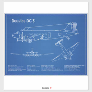 Douglas DC-3 - Aeroplane Blueprint Drawing Plans A