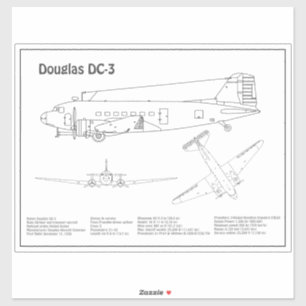 Douglas DC-3 - Aeroplane Blueprint Drawing Plans B
