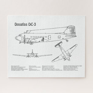Douglas DC-3 - Aeroplane Blueprint Drawing Plans B Jigsaw Puzzle