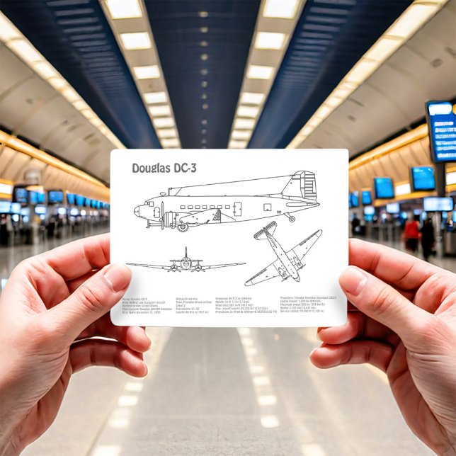 Douglas DC-3 - Aeroplane Blueprint Drawing Plans B Postcard (Creator Uploaded)
