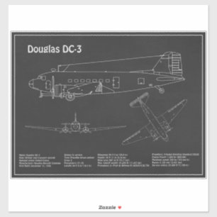 Douglas DC-3 - Aeroplane Blueprint Drawing Plans P