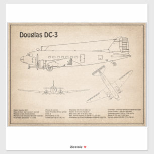 Douglas DC-3 - Aeroplane Blueprint Drawing Plans S