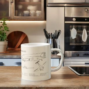 Douglas DC-3 - Aeroplane Blueprint Drawing Plans S Coffee Mug