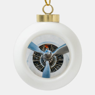 Douglas DC-3 Aircraft. Propeller Ceramic Ball Christmas Ornament