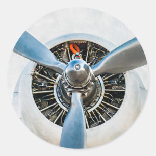 Douglas DC-3 Aircraft. Propeller Classic Round Sticker