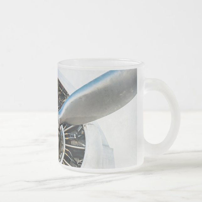 Douglas DC-3 Aircraft. Propeller Frosted Glass Coffee Mug (Right)