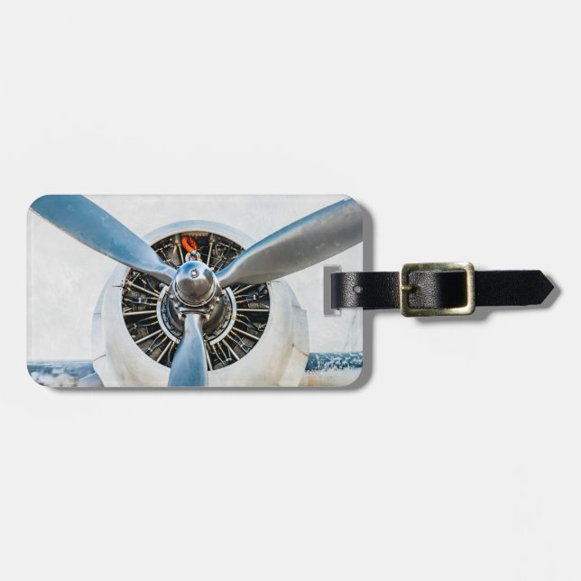 Douglas DC-3 Aircraft. Propeller Luggage Tag (Front Horizontal)