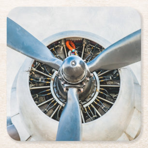 Douglas DC-3 Aircraft. Propeller Square Paper Coaster