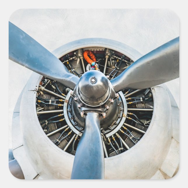 Douglas DC-3 Aircraft. Propeller Square Sticker (Front)
