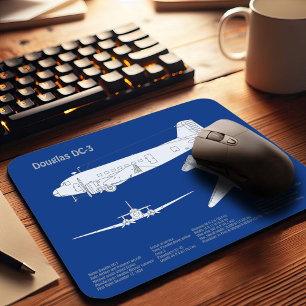 Douglas DC-3 - Airplane Blueprint Drawing Plan ABD Mouse Mat