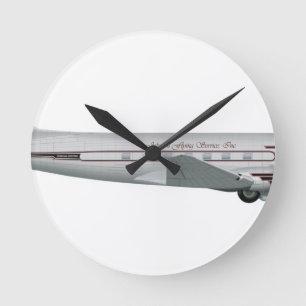 Douglas DC-3 Johnson Flying Service Round Clock