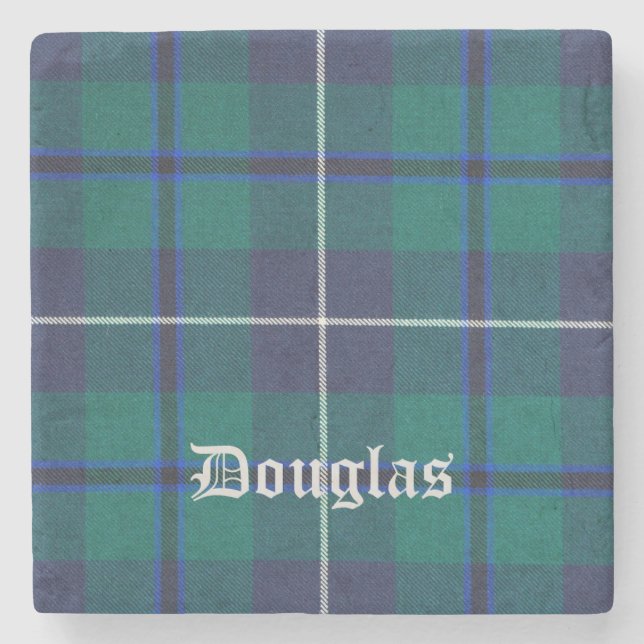 Douglas, Douglas Scottish Tartan, Douglas Clan, Stone Coaster (Front)
