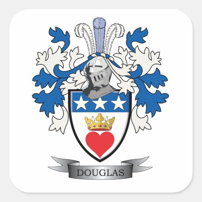 Douglas Family Crest Coat of Arms Square Sticker (Front)