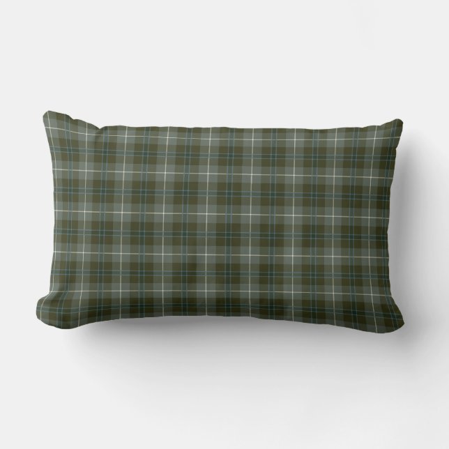 Douglas Family Loden Green Reproduction Tartan Lumbar Cushion (Front)