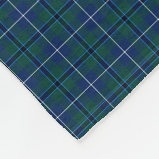 Douglas Family Navy Blue Modern Clan Tartan Fleece Blanket (Corner)