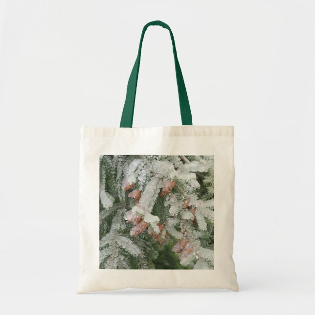 Douglas Fir Covered with Ice Tote Bag (Front)
