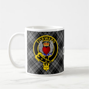 Douglas "FORWARD" Crest on Grey Douglas Tartan Mug