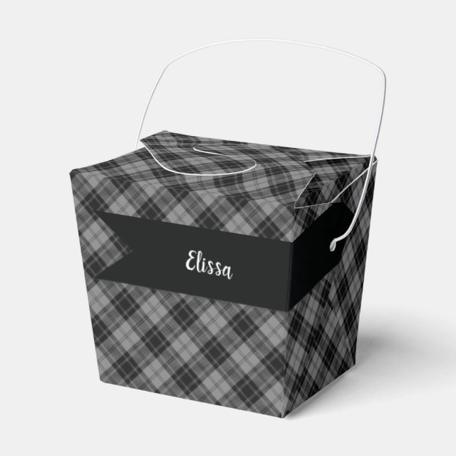 Douglas Grey Scottish Tartan Plaid Pattern Favour Box (Front Side)
