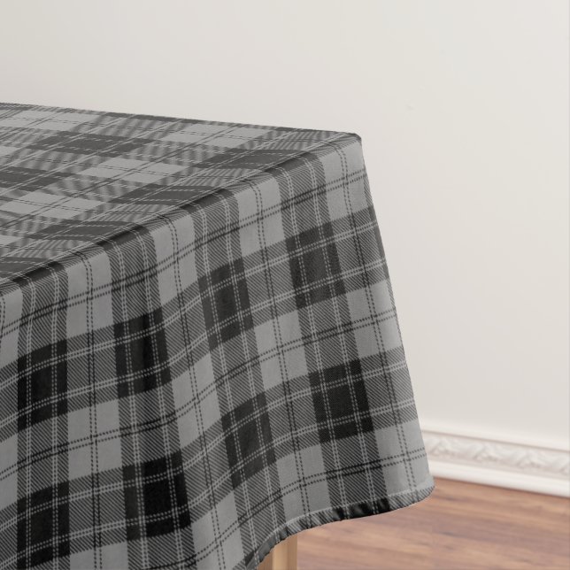 Douglas Grey Tartain Plaid Black Gray Tablecloth (In Situ)