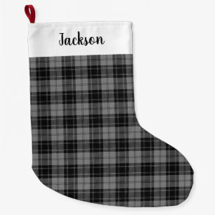 Douglas Grey Tartain Plaid Black Grey Large Christmas Stocking