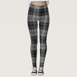 Douglas Grey Tartain Plaid Black Grey Leggings