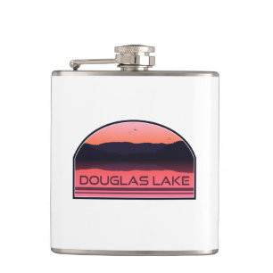 Douglas Lake Tennessee Red Sunrise Hip Flask