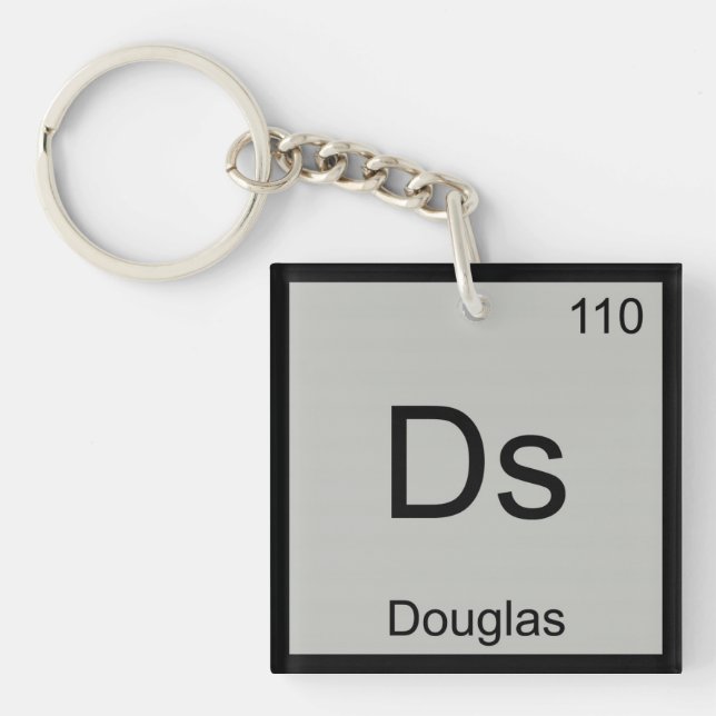 Douglas Name Chemistry Element Periodic Table Key Ring (Front)