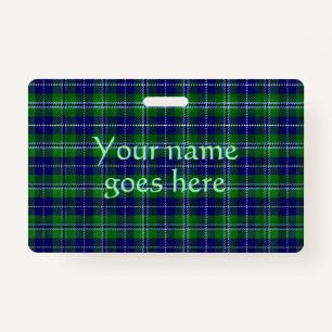Douglas Official Tartan - blue and green Name ID Badge