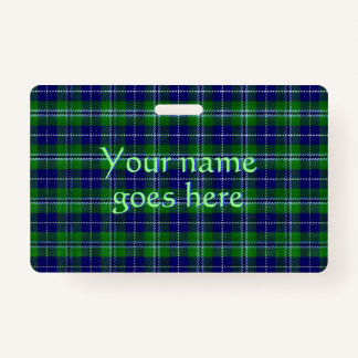 Douglas Official Tartan - blue and green Name ID Badge