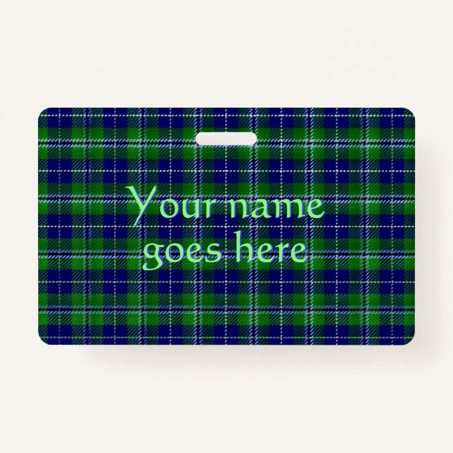 Douglas Official Tartan - blue and green Name ID Badge (Front)
