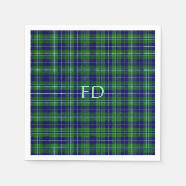 Douglas Official Tartan with monogram / initials Napkin (Front)