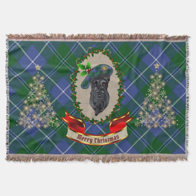 Douglas Scottie Dog Christmas Throw Blanket (Front)