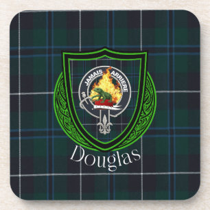 Douglas Scottish Clan Tartan & Crest Coaster