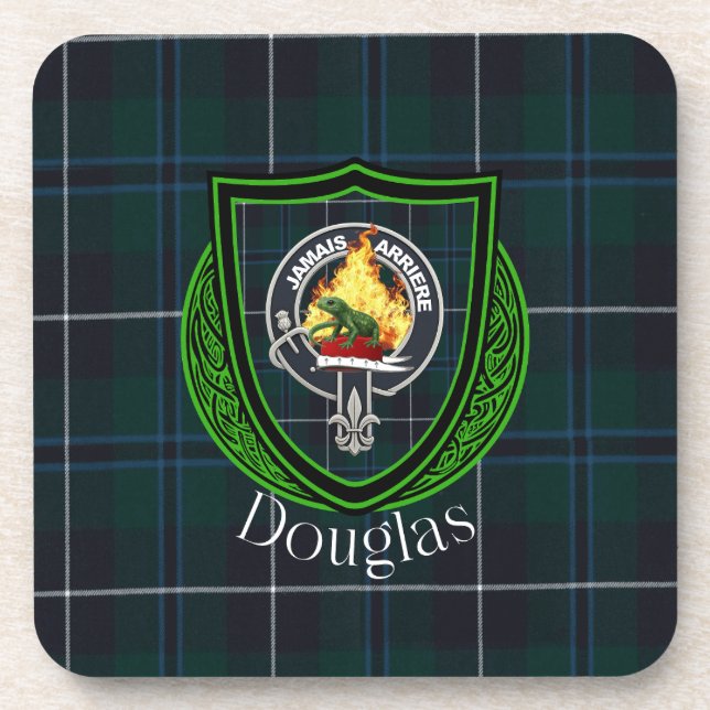 Douglas Scottish Clan Tartan & Crest Coaster (Front)
