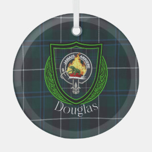 Douglas Scottish Clan Tartan & Crest Glass Tree Decoration