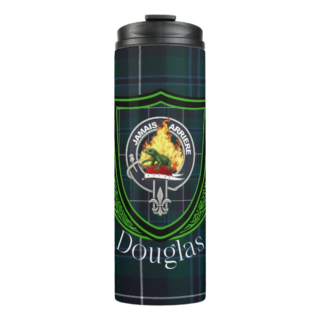 Douglas Scottish Clan Tartan & Crest Thermal Tumbler (Front)