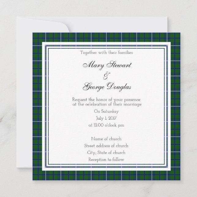 Douglas Scottish Wedding Square Invitation (Front)